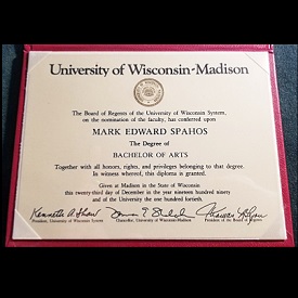 Mark Spahos University of Wisconsin Madison plaque